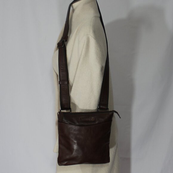 Pikolinos brown MNA 161  leather cotton lining  shoulder bag 10"x10.5" unisex - Picture 1 of 9